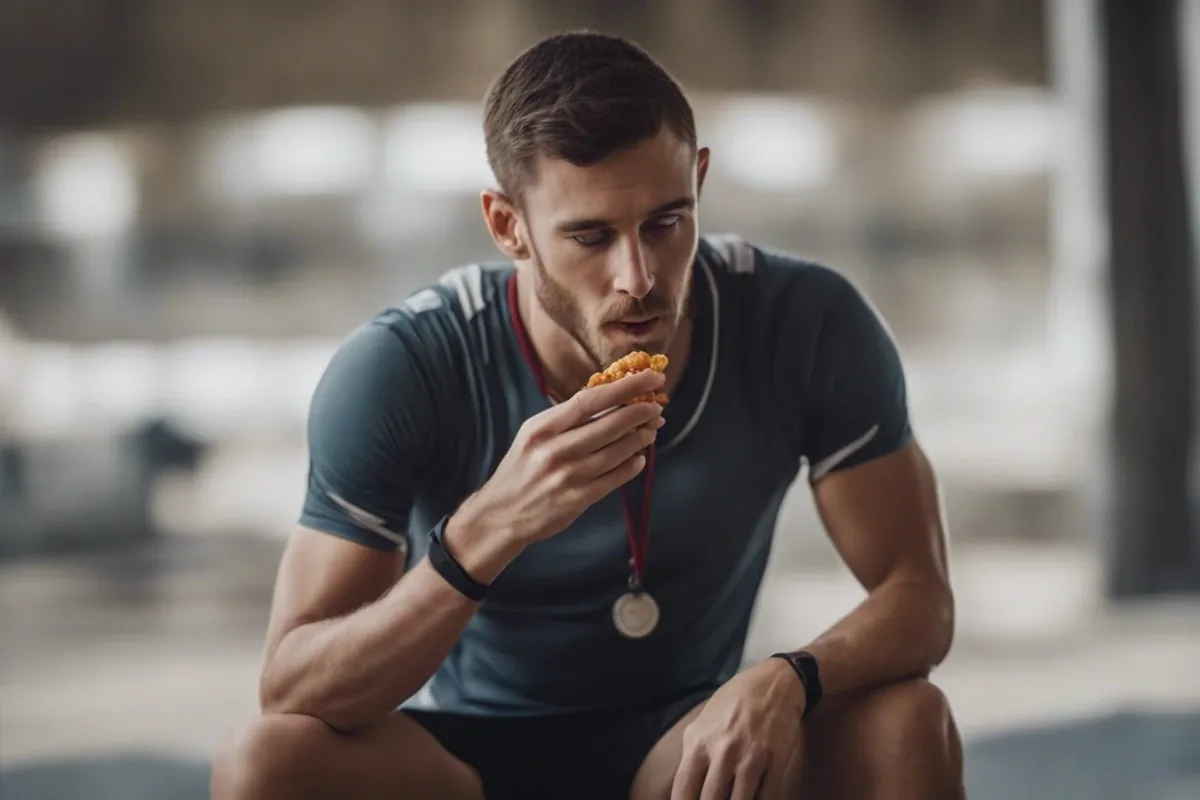 sportivo che mangia snack di frutta disidratata