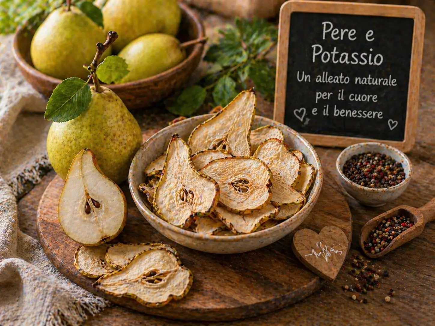 Pere essiccate a freddo La Fragolina, ricche di potassio